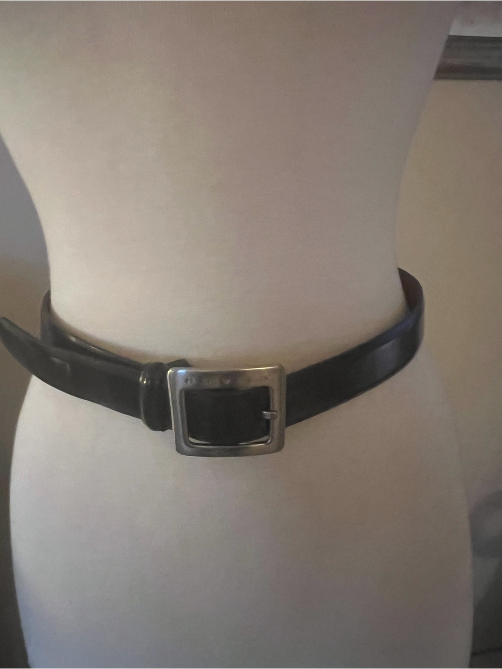 Women’s COACH Black Leather Belt Brushed Silver Buckle Medium VINTAGE